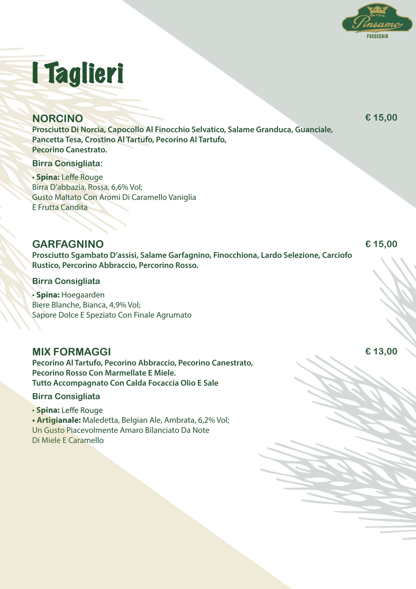 Menù PinSamO, pagina 1