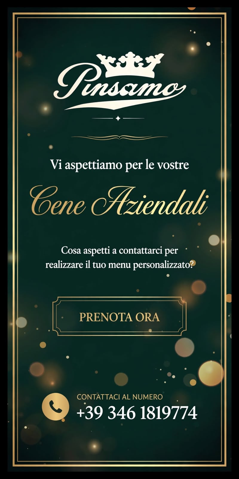 Locandina cene aziendali PinSamO a Fucecchio: menù personalizzati, prenota al 346 181 9774